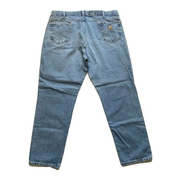 Carhartt Traditional Fit Jeans B18 DST Mens 42x32 Relaxed Medium Blue Wash Denim - Picture 2 of 11